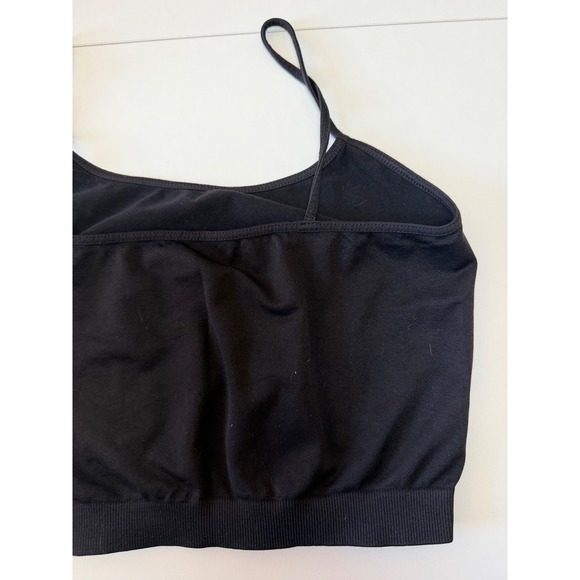 Nikibiki Black Seamless Cropped Camisole Spaghetti Strap Tank Top OS Made in USA - Picture 6 of 7